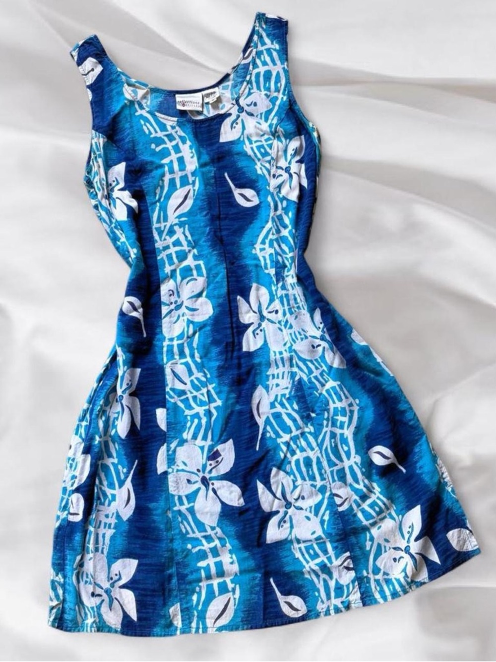Blue Tropical Floral Sun Dress
